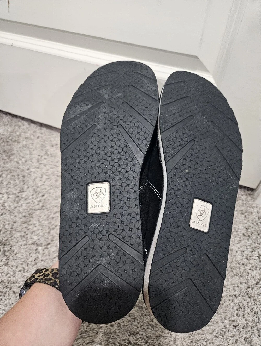 Ariat Black Slip-On Casual Loafers with White Stitching